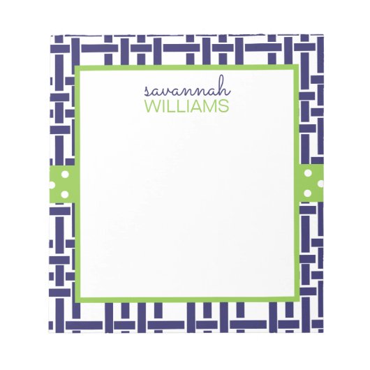 Bamboo und Grosgrain Personalisiert Notepad Notizblock (Vorderseite)