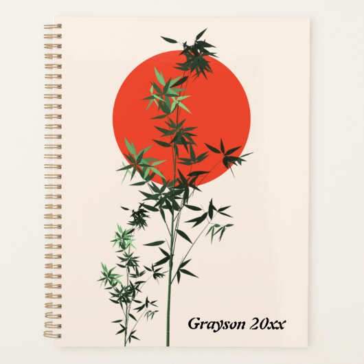Bamboo und Red Sun auf Tan Hintergrund Planer (Vorderseite)