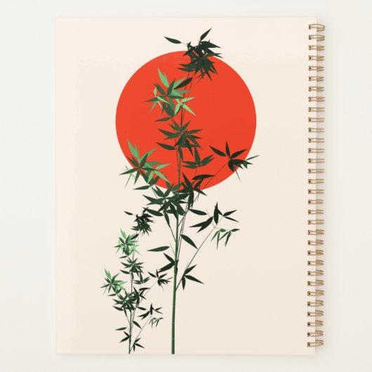 Bamboo und Red Sun auf Tan Hintergrund Planer (Rückseite)