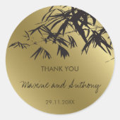 Bamboo Verlasse Black Gold Danke, dass Sie Hochzei Runder Aufkleber (Vorderseite)
