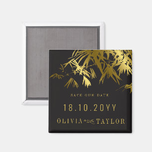 Bamboo Verlasse Schwarz + Gold Speichern Sie das D Magnet