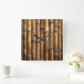 Bamboo Wall Clock Quadratische Wanduhr (Zuhause)