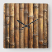 Bamboo Wall Clock Quadratische Wanduhr (Vorderseite)