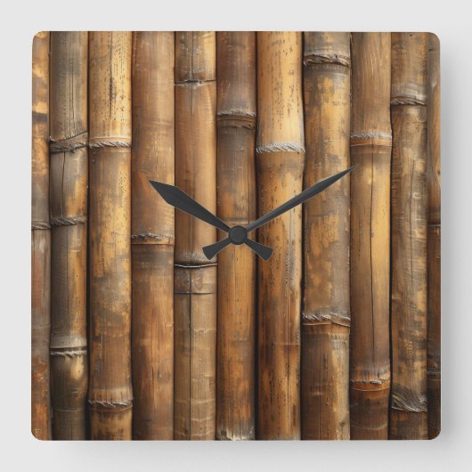 Bamboo Wall Clock Quadratische Wanduhr (Vorderseite)