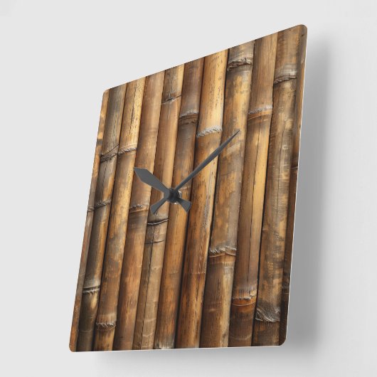 Bamboo Wall Clock Quadratische Wanduhr (Winkel)
