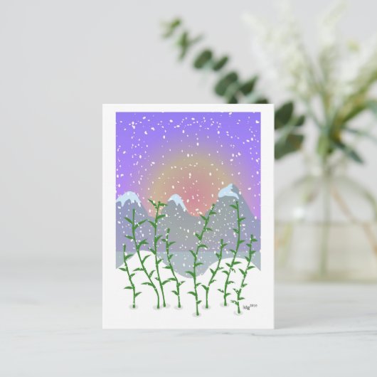 Bamboo Winter Postcard Postkarte (Stehend Vorderseite)