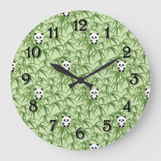 Bamboo with Pandas Große Wanduhr (Vorderseite)