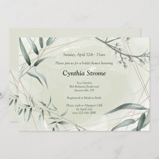 Bamboo Zen Einladung (Vorne/Hinten)