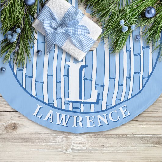 Bambooey Bamboo Stripe in Blue Personalized Leinenimitat Weihnachtsbaumdecke