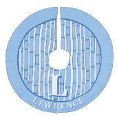 Bambooey Bamboo Stripe in Blue Personalized Leinenimitat Weihnachtsbaumdecke (Vorderseite)