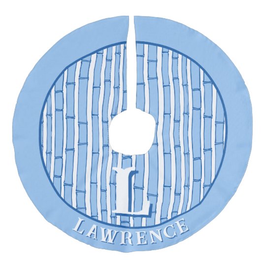 Bambooey Bamboo Stripe in Blue Personalized Leinenimitat Weihnachtsbaumdecke (Vorderseite)