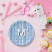 Bambooey Bamboo Stripe in Blue Personalized Pappteller (Party)