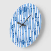 Bambooey Bamboo Stripe in Blue Porcelain Große Wanduhr (Winkel)