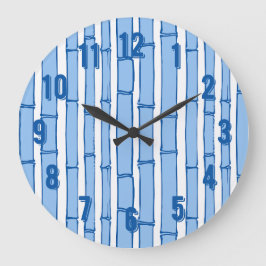 Bambooey Bamboo Stripe in Blue Porcelain Große Wanduhr