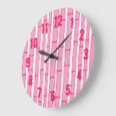 Bambooey Bamboo Stripe in Pink Große Wanduhr (Winkel)