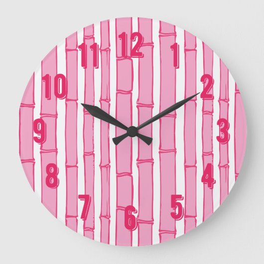 Bambooey Bamboo Stripe in Pink Große Wanduhr (Vorderseite)