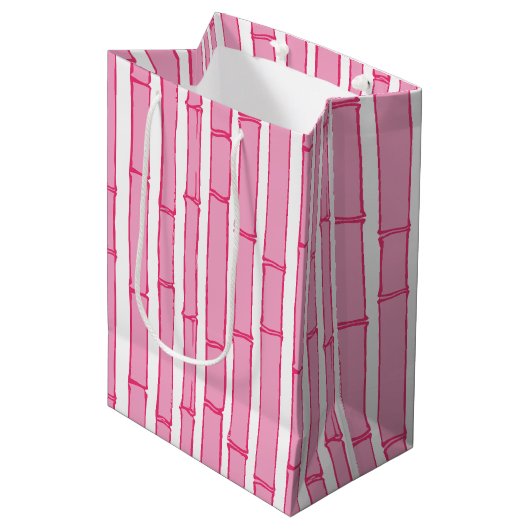 Bambooey Bamboo Stripe in Pink Mittlere Geschenktüte (Vorderseite Schrägansicht)