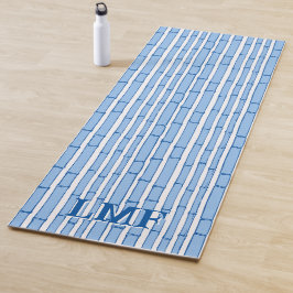Bambooey Bambusstreifen in Blau Personalisiert Yogamatte