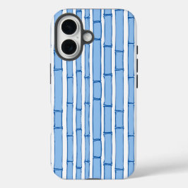 Bambooey Bambusstreifen in Blau Porzellan iPhone 16 Hülle