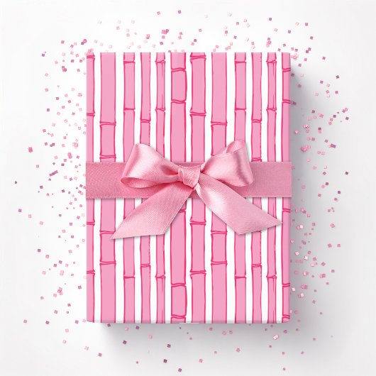 Bambooey Bambusstreifen in Rosa Geschenkpapier