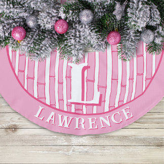 Bambooey Bambusstreifen in Rosa Personalisiert Leinenimitat Weihnachtsbaumdecke