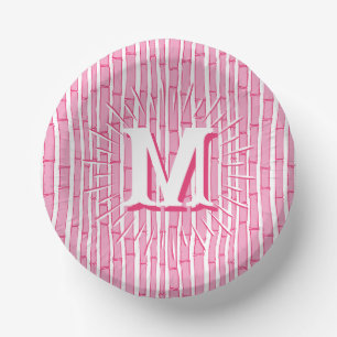 Bambooey Bambusstreifen in Rosa Personalisiert Pappteller