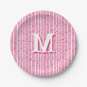 Bambooey Bambusstreifen in Rosa personalisiert Pappteller