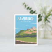 Bamburg Northumberland Travel Place Illustration Postkarte (Stehend Vorderseite)
