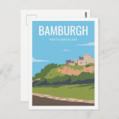 Bamburg Northumberland Travel Place Illustration Postkarte (Vorne/Hinten)
