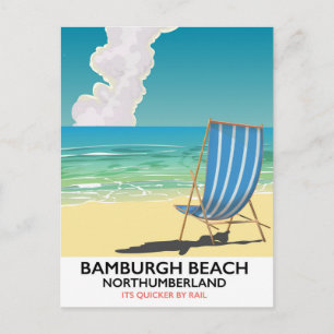 Bamburgh Beach Northumberland Zugposter Postkarte