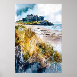 Bamburgh Castle Aquarell 1 Poster