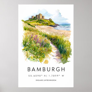 Bamburgh Castle Aquarell Poster Bamburgh Reise