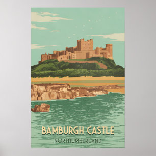 Bamburgh Castle Northumberland Reiseplakat Poster