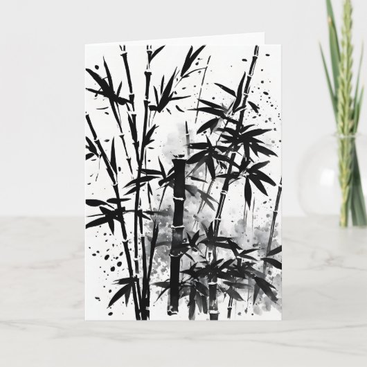 Bambus - Aquarellblumen Karte (Vorderseite)