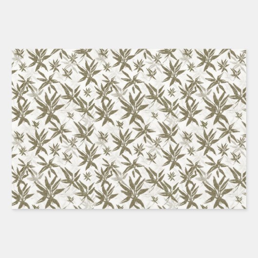 Bambus auf weißen Blechen - nahtlose Oberflächenmu Geschenkpapier Set (Vorderseite 3)