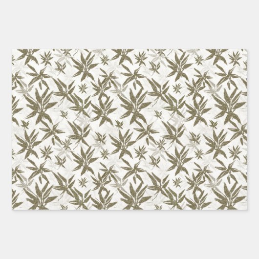 Bambus auf weißen Blechen - nahtlose Oberflächenmu Geschenkpapier Set (Vorderseite 2)