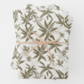 Bambus auf weißen Blechen - nahtlose Oberflächenmu Geschenkpapier Set (Beispiel)