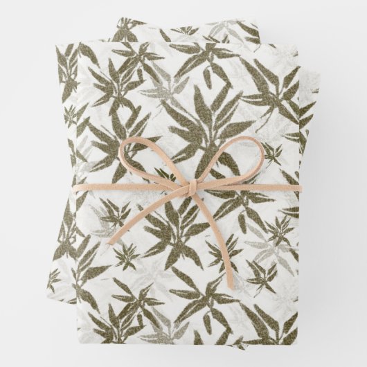 Bambus auf weißen Blechen - nahtlose Oberflächenmu Geschenkpapier Set (Beispiel)
