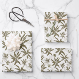 Bambus auf weißen Blechen - nahtlose Oberflächenmu Geschenkpapier Set