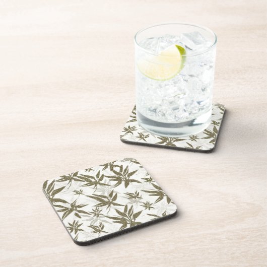 Bambus auf weißen Blechen - nahtlose Oberflächenmu Getränkeuntersetzer (Rechte Seite)