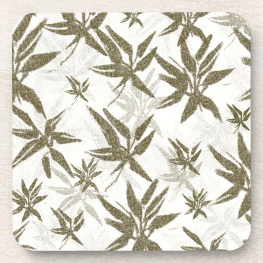 Bambus auf weißen Blechen - nahtlose Oberflächenmu Getränkeuntersetzer (Vorderseite)