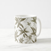 Bambus auf weißen Blechen - nahtlose Oberflächenmu Kaffeetasse (VorderseiteRechts)