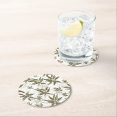 Bambus auf weißen Blechen - nahtlose Oberflächenmu Runder Pappuntersetzer (Vor Ort)