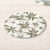 Bambus auf weißen Blechen - nahtlose Oberflächenmu Runder Pappuntersetzer (Angewinkelt)