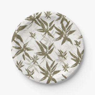 Bambus auf weißen Schleiern - nahtloses Oberfläche Pappteller