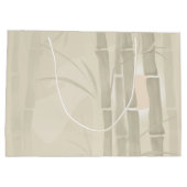 Bambus, beigefarbener Hintergrund Große Geschenktüte (Rückseite)