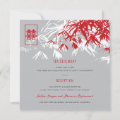 Bambus Blätter Doppeltes Glück Chinesische Hochzei Einladung (Rückseite)