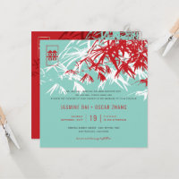 Bambus Blätter Doppeltes Glück Chinesische Hochzei