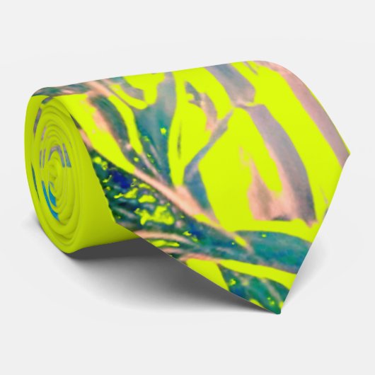 Bambus-Blätter in Neongelb Krawatte (Gerollt)