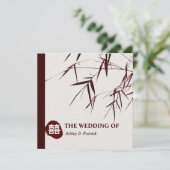 Bambus-Blätter/orientalische doppelte Einladung (Stehend Vorderseite)